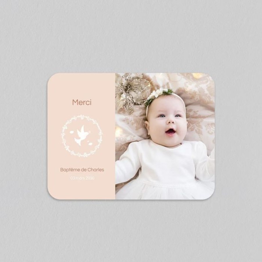 Wholesale Planet cards Remerciement Bapteme Couronne Vegetale Et Colombes Fille