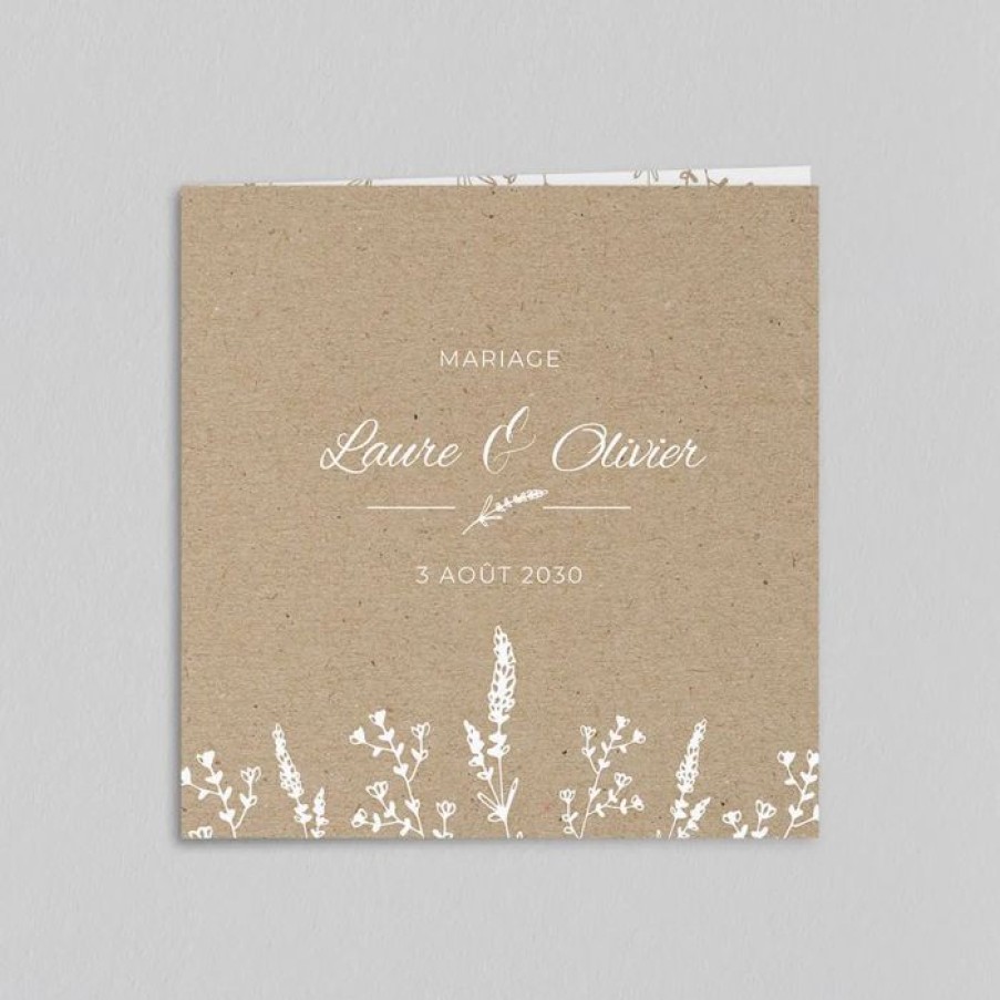 Best Planet cards Faire-Part Mariage Kraft Et Douceur Florale