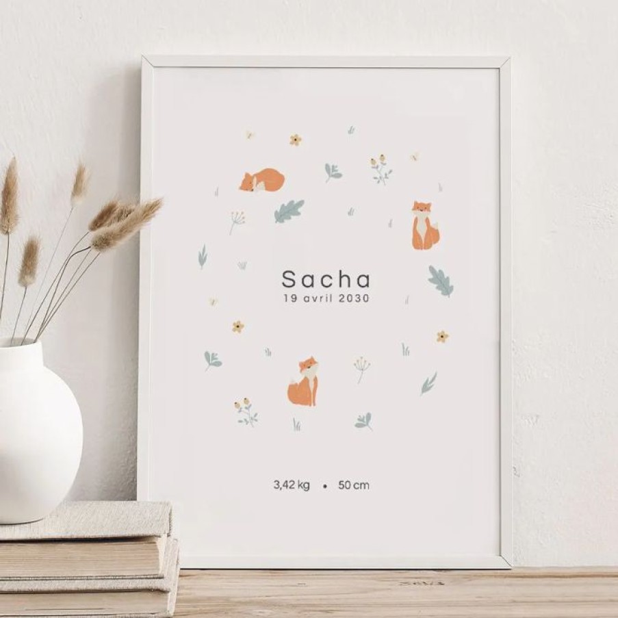 Wholesale Planet cards Affiche Naissance Bienvenue Petit Renard 30X40