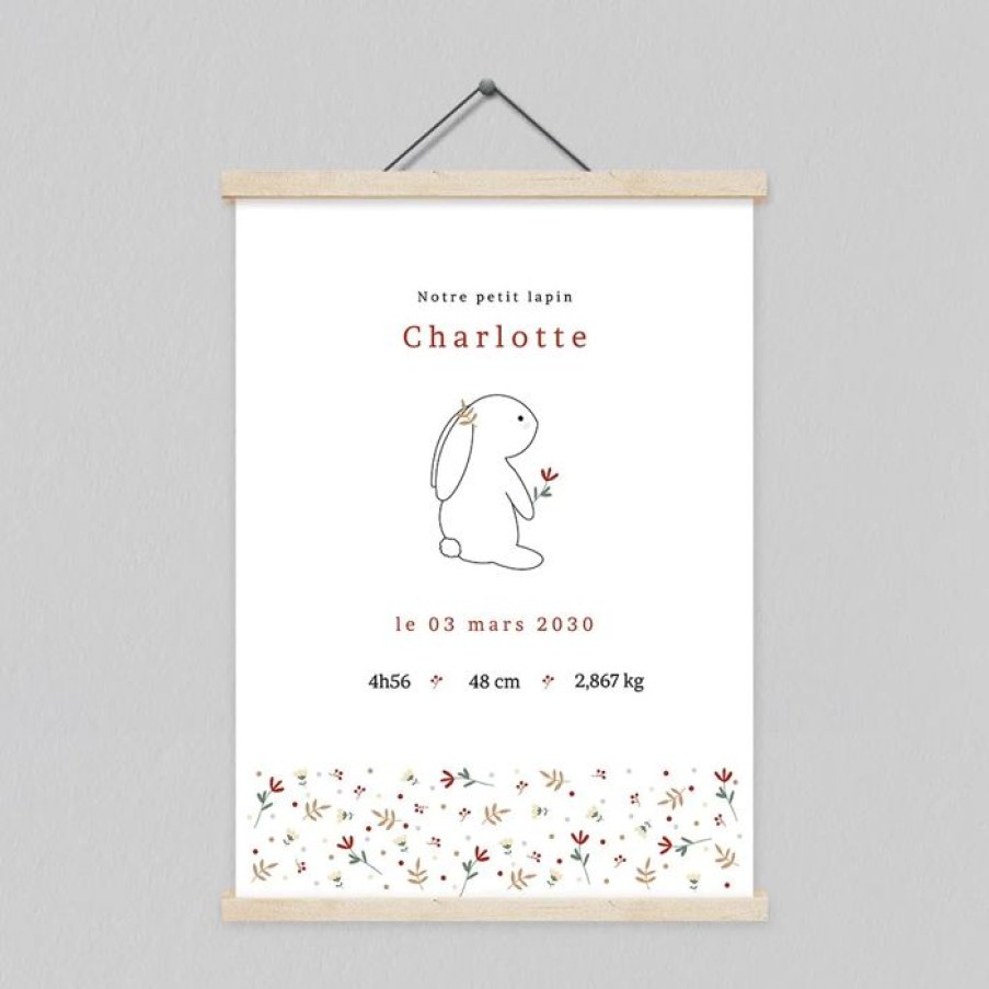 Online Planet cards Affiche Naissance Lapin Liberty 30X40