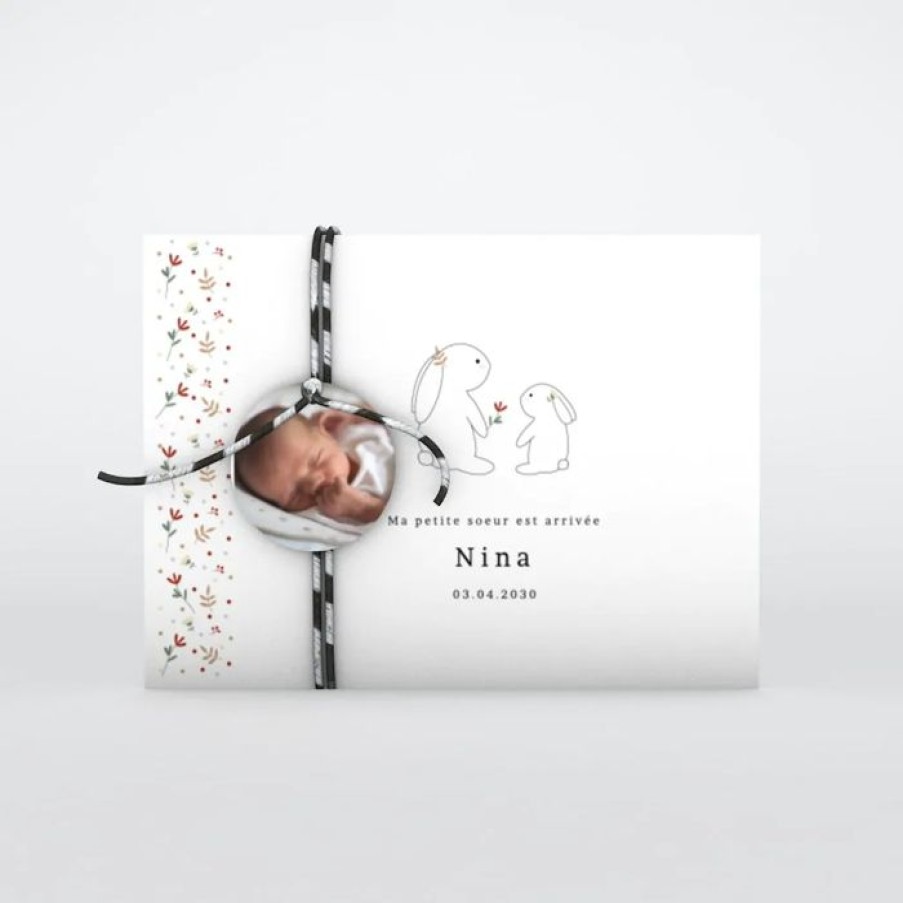 New Planet cards Faire Part Naissance Petit Lapin Et Liberty