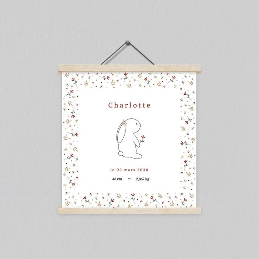Hot Planet cards Affiche Naissance Lapin Liberty 30X30