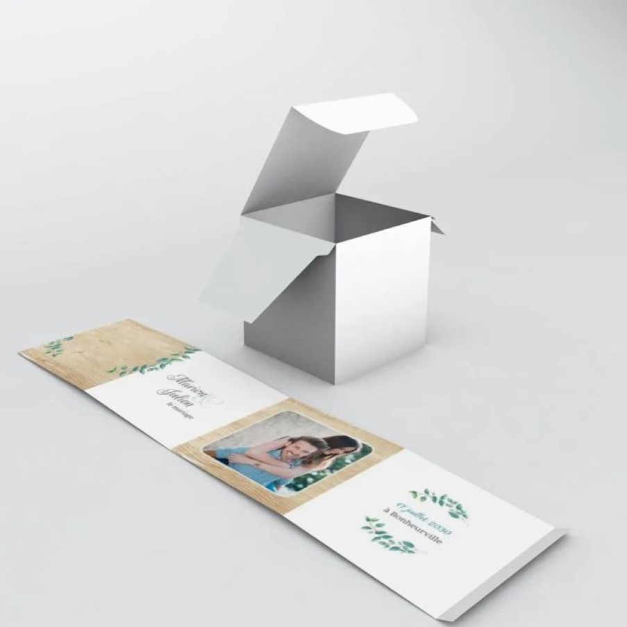Best Planet cards Boite A Dragees Mariage Eucalyptus Et Bois