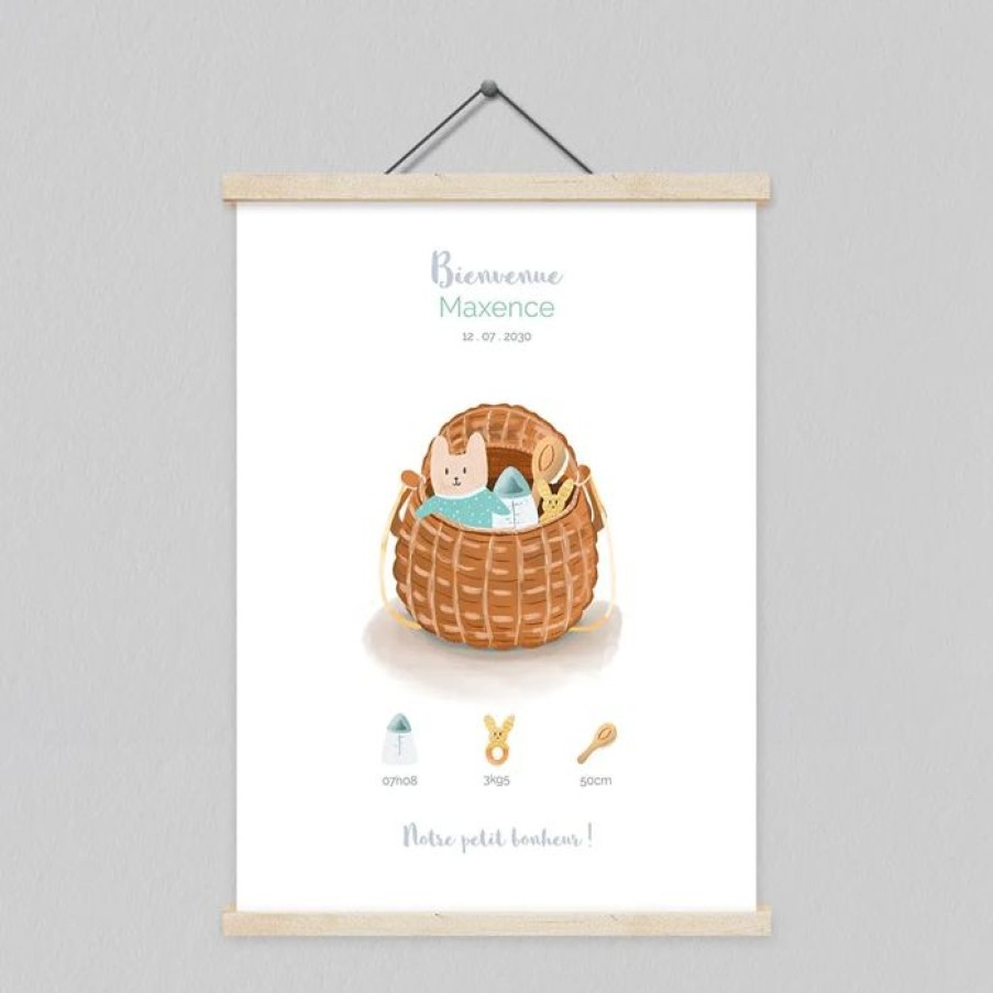 Wholesale Planet cards Affiche Naissance Valisette En Osier 30X40