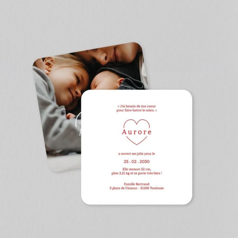 Hot Planet cards Faire Part Naissance Coeur Et Prenom