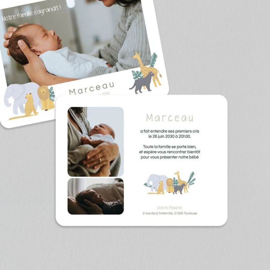 Online Planet cards Faire Part Naissance Animaux Safari