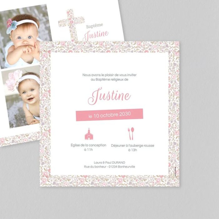 Best Planet cards Faire Part Bapteme Liberty Religieux