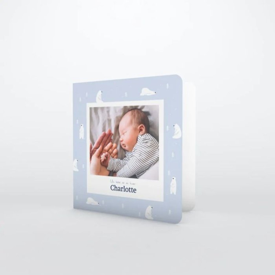 New Planet cards Faire Part Naissance Arctique Ours Et Photo Vintage