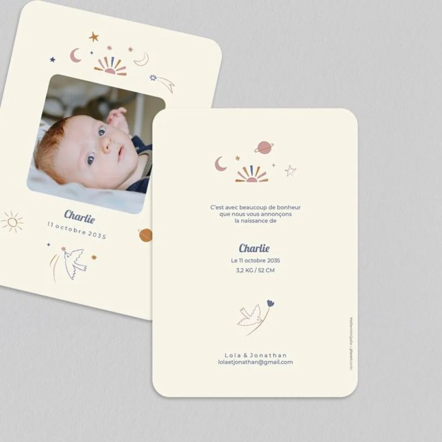 Online Planet cards Faire Part Naissance Ciel Etoile