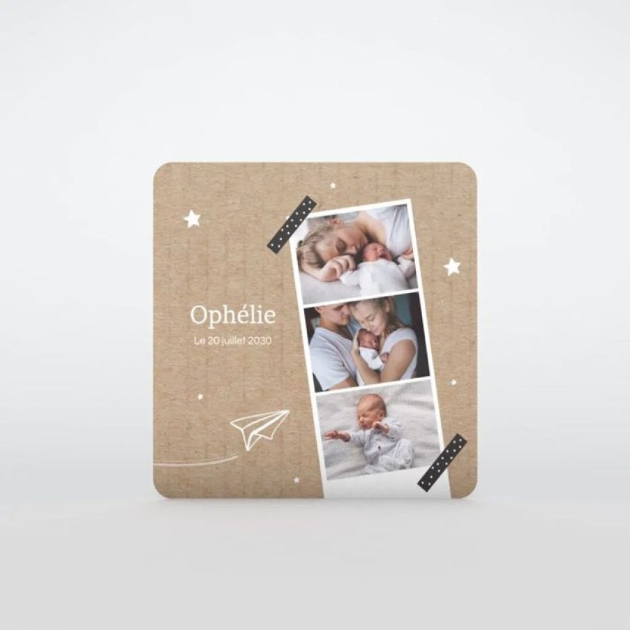 New Planet cards Faire Part Naissance Kraft Et Avion