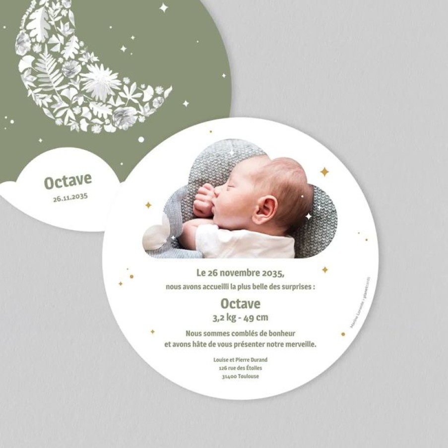 Online Planet cards Faire Part Naissance Croissant De Lune