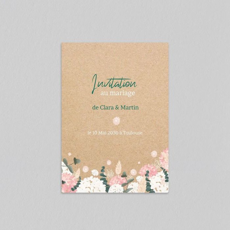 Best Planet cards Carte D'Invitation Mariage Eucalyptus Et Hortensia