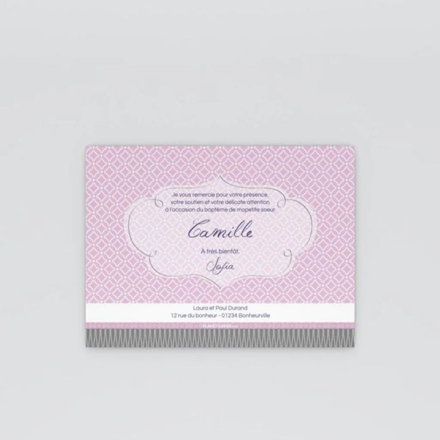 New Planet cards Remerciement Bapteme Arabesque Et Motif