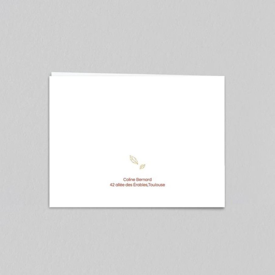 Online Planet cards Faire Part Confirmation Petite Feuille Doree