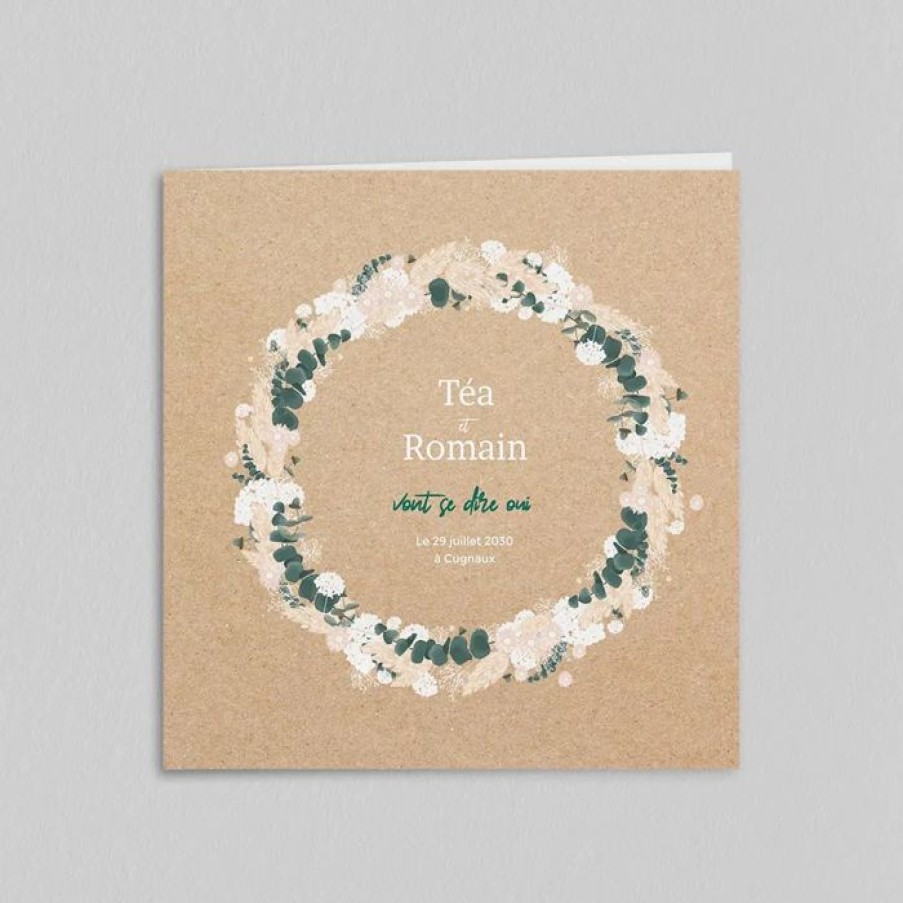 Wholesale Planet cards Faire-Part Mariage Couronne Eucalyptus Et Hortensia