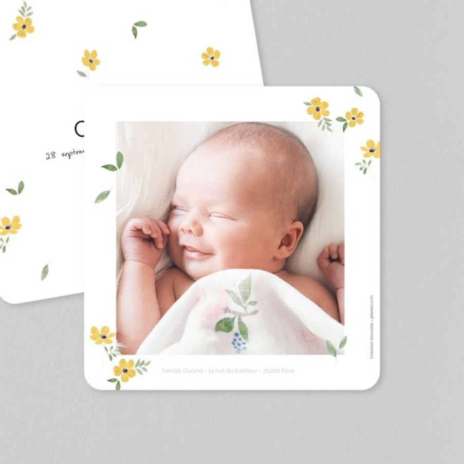 Online Planet cards Faire Part Naissance Boutons D'Or